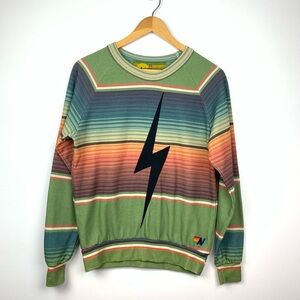 Aviator Nation Serape Bolt Stitch Sweatshirt Size XS Multicolor Vibrant Striped
